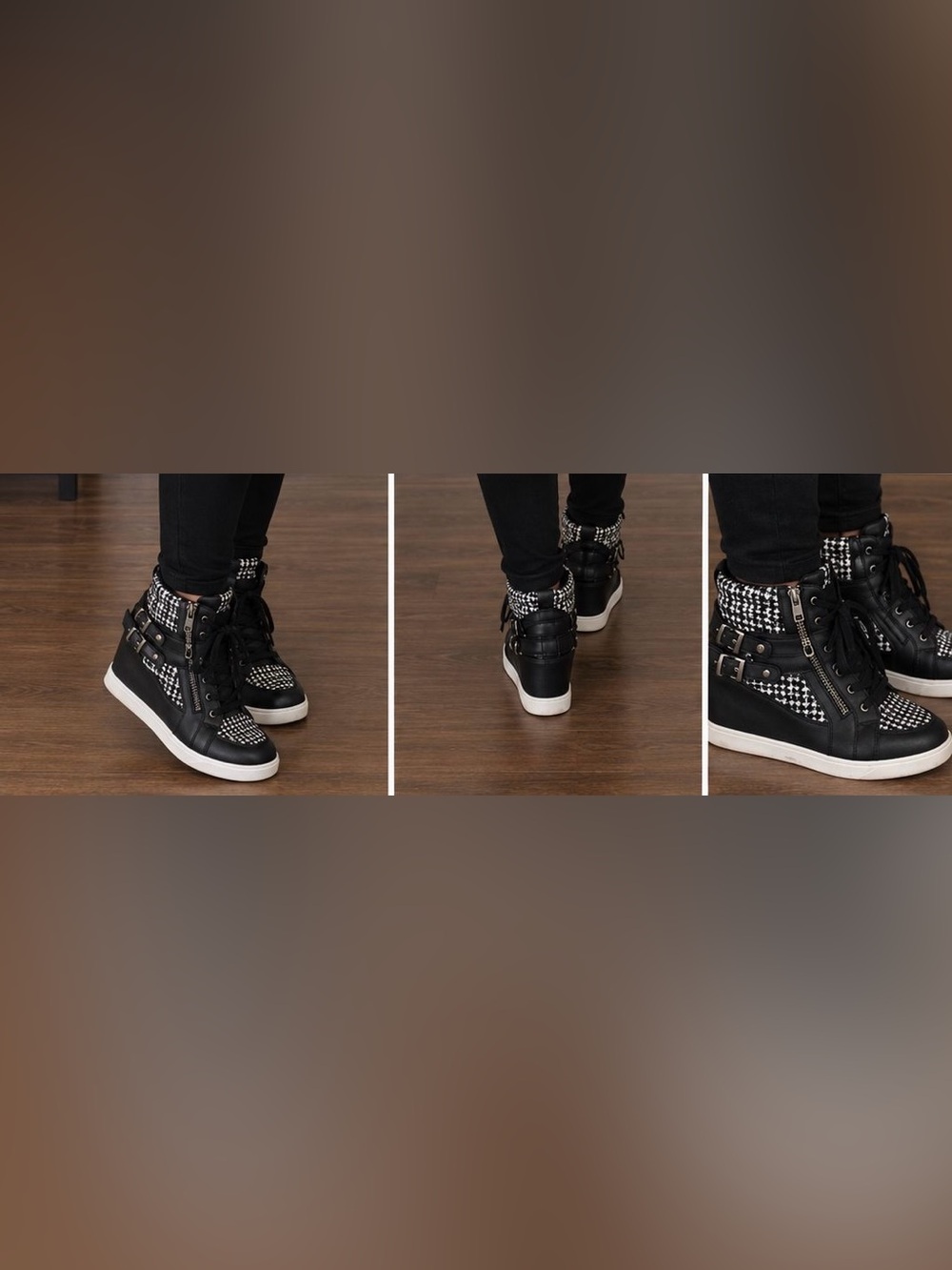 Torrid Black & White Tweed Wedge Sneakers